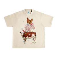 Sandshell Merry Christmas Farm Animals Urban Heavy Tee - MaliasSmallBusiness
