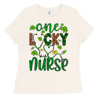 Bone Leopard Glitter One Lucky Nurse Ladies Tee - Artiststas