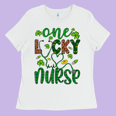 Leopard Glitter One Lucky Nurse Ladies Tee Designed By Artiststas
