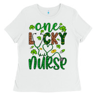 White Leopard Glitter One Lucky Nurse Ladies Tee - Artiststas
