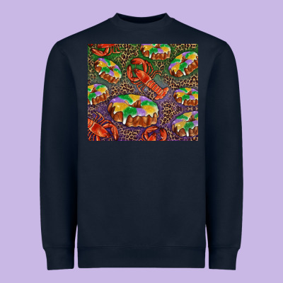 Mardi Gras King Cake And Crawfish Heavyweight Sweatshirt Designed By Ranaportraitstore