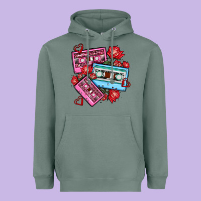 Valentines Day Casette Olivia Heavyweight Hoodie Designed By Oliviacreatesart