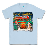 Dusty Blue Merry Christmas with camper van Classic Tee - NancyCooperArtShop