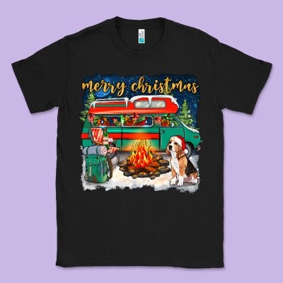 Merry Christmas With Camper Van Classic Tee Designed By Nancycooperartshop