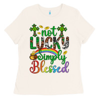 Western St. Patrick's Day Cross Not Lucky Simply Blessed Ladies Tee | Teevron