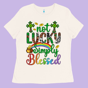 Western St. Patrick's Day Cross Not Lucky Simply Blessed Ladies Tee Designed By Artiststas
