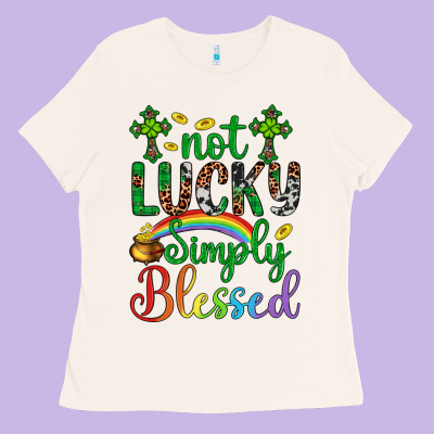 Western St. Patrick's Day Cross Not Lucky Simply Blessed Ladies Tee Designed By Artiststas