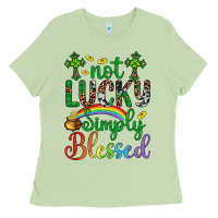Matcha Western St. Patrick's Day Cross Not Lucky Simply Blessed Ladies Tee - Artiststas