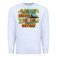 White Fiesta siesta tequila repeat Premium Sweatshirt - FaDigitalArtStudio