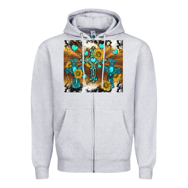 Western Crosses And Sunflowers Zipper Hoodie by TumblerDesignByShophia | Teevron