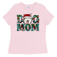 Bubblegum Pink Christmas Dog Mom Husky Ladies Tee - RanaPortraitStore