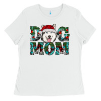 White Christmas Dog Mom Husky Ladies Tee - RanaPortraitStore