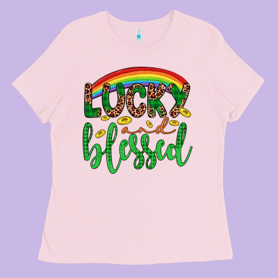 Western St. Patrick's Rainbow Lucky And Blessed Ladies Tee Designed By Artiststas