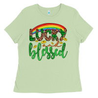 Matcha Western St. Patrick's Rainbow Lucky And Blessed Ladies Tee - Artiststas