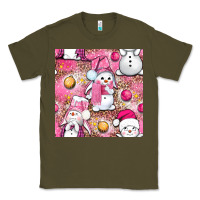 Army Green Pink Christmas cute snowman Classic Tee - NancyCooperArtShop