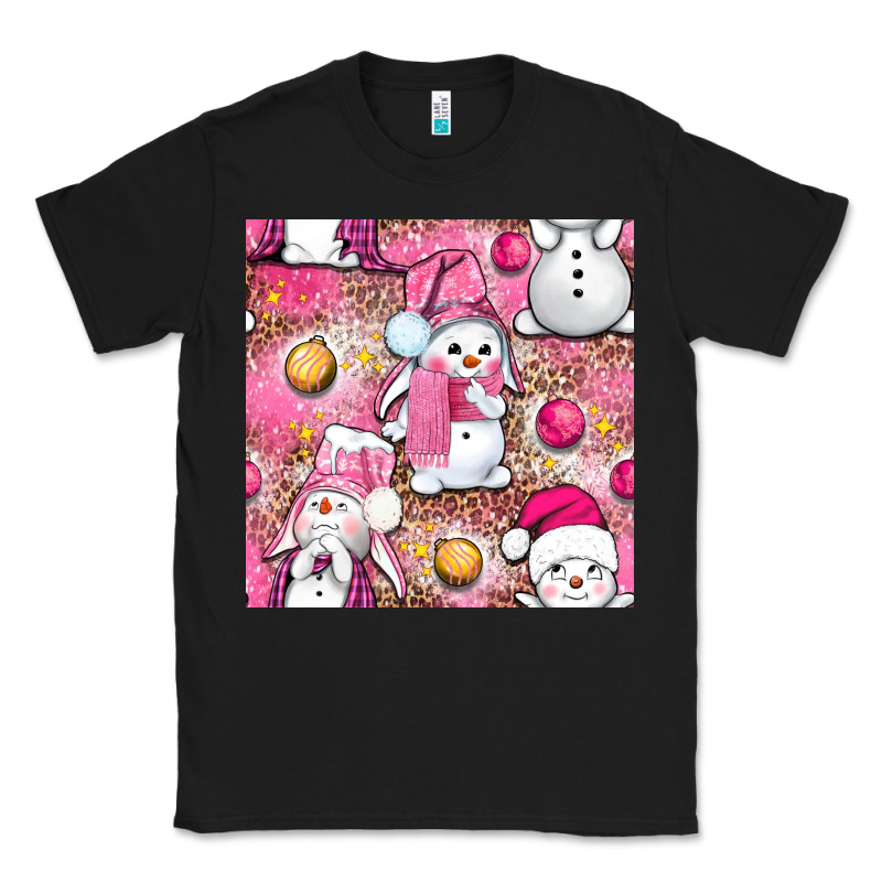 Pink Christmas Cute Snowman Classic Tee by NancyCooperArtShop | Teevron