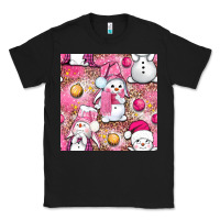 Black Pink Christmas cute snowman Classic Tee - NancyCooperArtShop