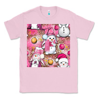 Bubblegum Pink Pink Christmas cute snowman Classic Tee - NancyCooperArtShop
