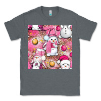 Charcoal Heather Pink Christmas cute snowman Classic Tee - NancyCooperArtShop