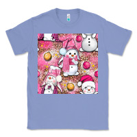 Colony Blue Pink Christmas cute snowman Classic Tee - NancyCooperArtShop