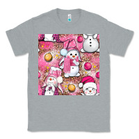 Heather Grey Pink Christmas cute snowman Classic Tee - NancyCooperArtShop