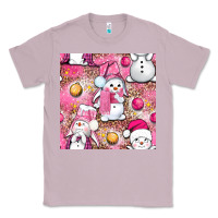 Lilac Pink Christmas cute snowman Classic Tee - NancyCooperArtShop