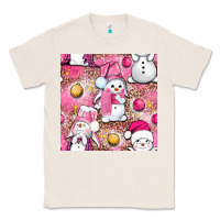 Natural Pink Christmas cute snowman Classic Tee - NancyCooperArtShop