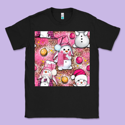Pink Christmas Cute Snowman Classic Tee Designed By Nancycooperartshop