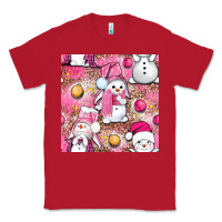 Red Pink Christmas cute snowman Classic Tee - NancyCooperArtShop