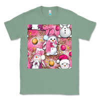 Sage Pink Christmas cute snowman Classic Tee - NancyCooperArtShop