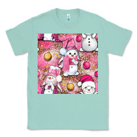 Seafoam Pink Christmas cute snowman Classic Tee - NancyCooperArtShop