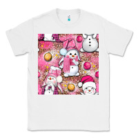 White Pink Christmas cute snowman Classic Tee - NancyCooperArtShop