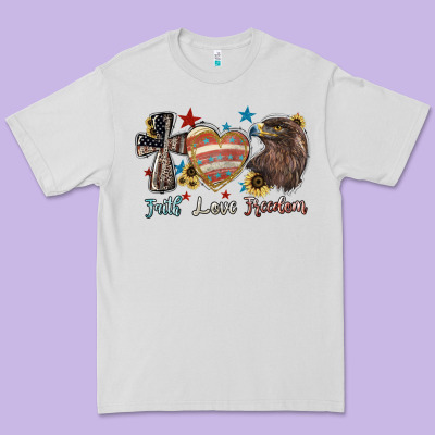 Faith Love Freedom Usa Premium Tee Designed By Nancycooperartshop