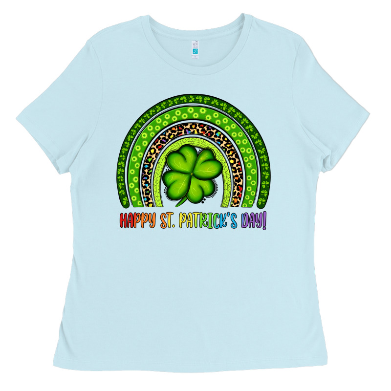 Happy St. Patrick's Day Shamrock Rainbow Ladies Tee by Artiststas | Teevron