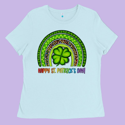 Happy St. Patrick's Day Shamrock Rainbow Ladies Tee Designed By Artiststas
