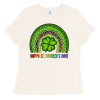 Bone Happy St. Patrick's Day Shamrock Rainbow Ladies Tee - Artiststas
