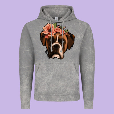 Floral Boxer Vintage Hoodie Designed By Jasminsmagicworld