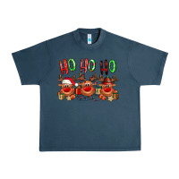 Midnight Navy Ho ho ho Reindeer Urban Heavy Tee - NancyCooperArtShop