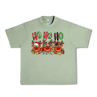 Oil Green Ho ho ho Reindeer Urban Heavy Tee - NancyCooperArtShop