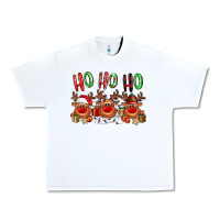 White Ho ho ho Reindeer Urban Heavy Tee - NancyCooperArtShop