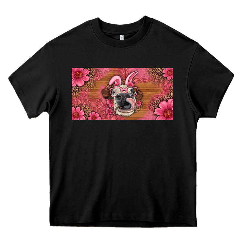 Easter Heifer With Bunny Ears And Glasses License Plate Heavy Core Tee by Artiststas | Teevron