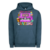 Pigment Midnight Navy Just A Girl Who Loves Crafting Urban Hoodie - CowhideDigitalArt