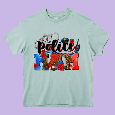 Police Mom Heavy Core Tee Designed By Adodesignshop