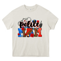 Cream police mom Heavy Core Tee - AdoDesignShop