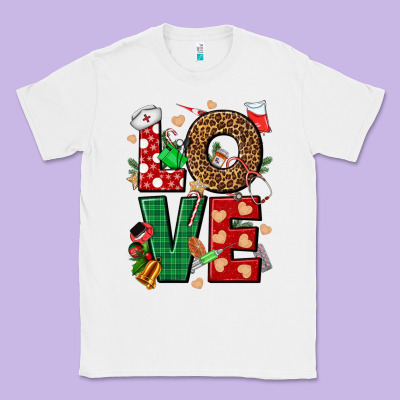 Love Nurse Christmas Classic Tee Designed By Nancycooperartshop
