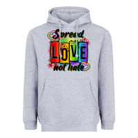 Heather Grey spread love not hate Heavyweight Hoodie - OliviaCreatesArt