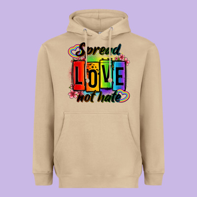Spread Love Not Hate Heavyweight Hoodie Designed By Oliviacreatesart