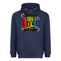 Navy spread love not hate Heavyweight Hoodie - OliviaCreatesArt