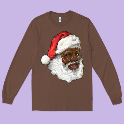 African American Santa Long Sleeve Tee Designed By Ranaportraitstore