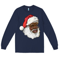 Navy african american santa Long Sleeve Tee - RanaPortraitStore